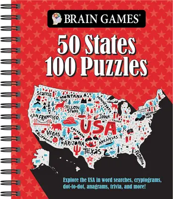 Giochi per il cervello - 50 Stati 100 enigmi: Esplora gli Stati Uniti con ricerche di parole, crittogrammi, punti, anagrammi, curiosità e molto altro! - Brain Games - 50 States 100 Puzzles: Explore the USA in Word Searches, Cryptograms, Dot-To-Dots, Anagrams, Trivia, and More!