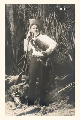 Vintage Journal Foto di uomo con alligatore, Florida - Vintage Journal Photo of Man with Gator, Florida