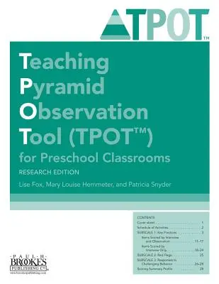 Strumento di osservazione della piramide didattica (Tpot(tm)) per le classi prescolari, edizione di ricerca - Teaching Pyramid Observation Tool (Tpot(tm)) for Preschool Classrooms, Research Edition