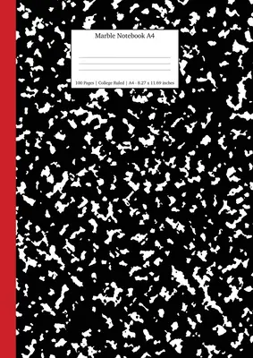 Taccuino di marmo A4: Diario a quadretti con dorso rosso e nero - Marble Notebook A4: Black and Red Spine College Ruled Journal