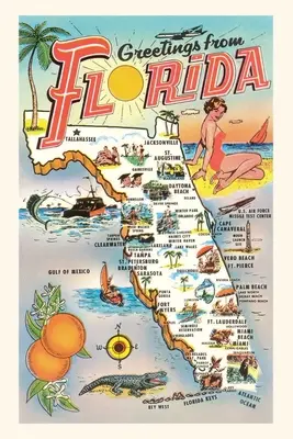 Diario d'epoca Saluti dalla Florida, mappa - Vintage Journal Greetings from Florida, Map