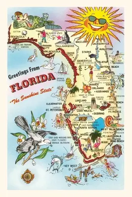Diario d'epoca Mappa delle attrazioni della Florida - Vintage Journal Map of Florida Attractions