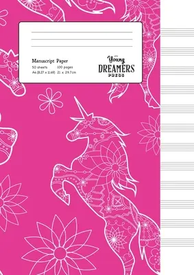 Carta manoscritta: Unicorno floreale A4 foglio bianco quaderno di musica - Manuscript Paper: Floral Unicorn A4 Blank Sheet Music Notebook