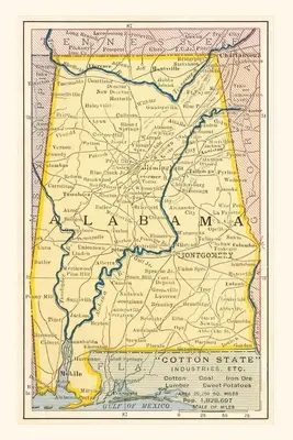 Diario d'epoca Mappa dell'Alabama - Vintage Journal Map of Alabama