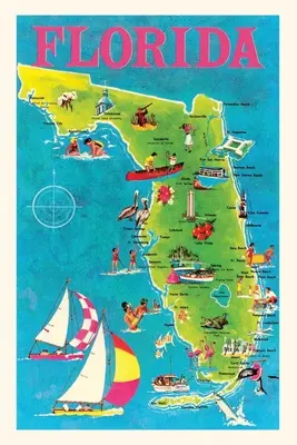 Diario d'epoca Mappa della Florida - Vintage Journal Map of Florida