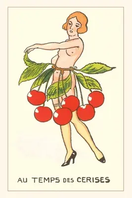 Diario d'epoca Stagione delle ciliegie, nudo con cintura di ciliegie - Vintage Journal Cherry Season, Nude with Belt of Cherries