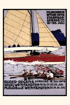 Vintage Journal Poster della regata di canottaggio di Monaco, Germania - Vintage Journal Munich Rowing Regatta Poster, Germany