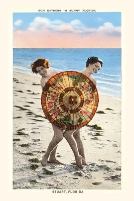 Diario d'epoca Donna con ombrellone sulla spiaggia, Stuart, Florida - Vintage Journal Women with Parasol on Beach, Stuart, Florida