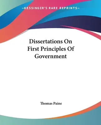 Dissertazioni sui primi principi di governo - Dissertations On First Principles Of Government