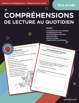 Comprensione della lettura giornaliera in francese canadese Grade 1 - Canadian French Daily Reading Comprehension Grade 1