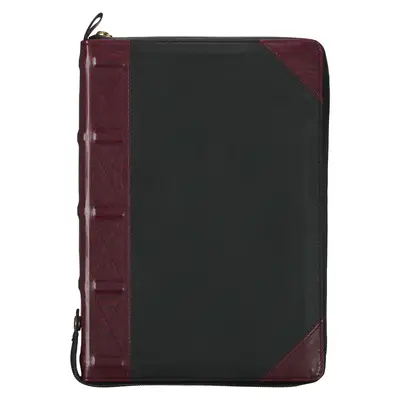 Bibbia da studio KJV, versione standard della Bibbia di Re Giacomo, linguette per il pollice, nastri, finta pelle, chiusura con cerniera in rilievo bordeaux/nero - KJV Study Bible, Standard King James Version Holy Bible, Thumb Tabs, Ribbons, Faux Leather, Burgundy/Black Debossed Zipper Closure