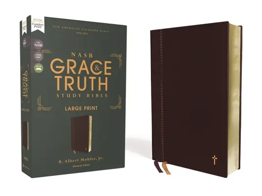 Nasb, la Bibbia di studio della grazia e della verità, stampa grande, pelle e cuoio, marrone, lettera rossa, testo 1995, stampa comfort - Nasb, the Grace and Truth Study Bible, Large Print, Leathersoft, Maroon, Red Letter, 1995 Text, Comfort Print