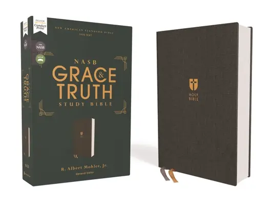 Nasb, Bibbia per lo studio della grazia e della verità, tela su cartone, grigio, lettere rosse, testo 1995, stampa comfort - Nasb, the Grace and Truth Study Bible, Cloth Over Board, Gray, Red Letter, 1995 Text, Comfort Print