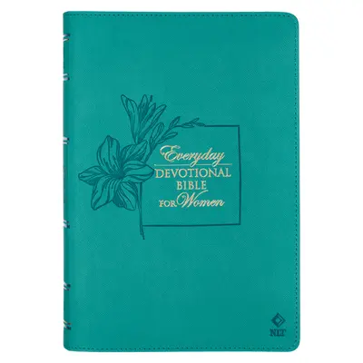 Bibbia NLT Bibbia devozionale per le donne New Living Translation in pelle vegana, con impressioni in verde scuro - NLT Holy Bible Everyday Devotional Bible for Women New Living Translation Vegan Leather, Teal Debossed